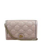 Gucci Light Pink Leather GG Matelasse Chain Wallet