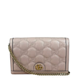 Gucci Light Pink Leather GG Matelasse Chain Wallet