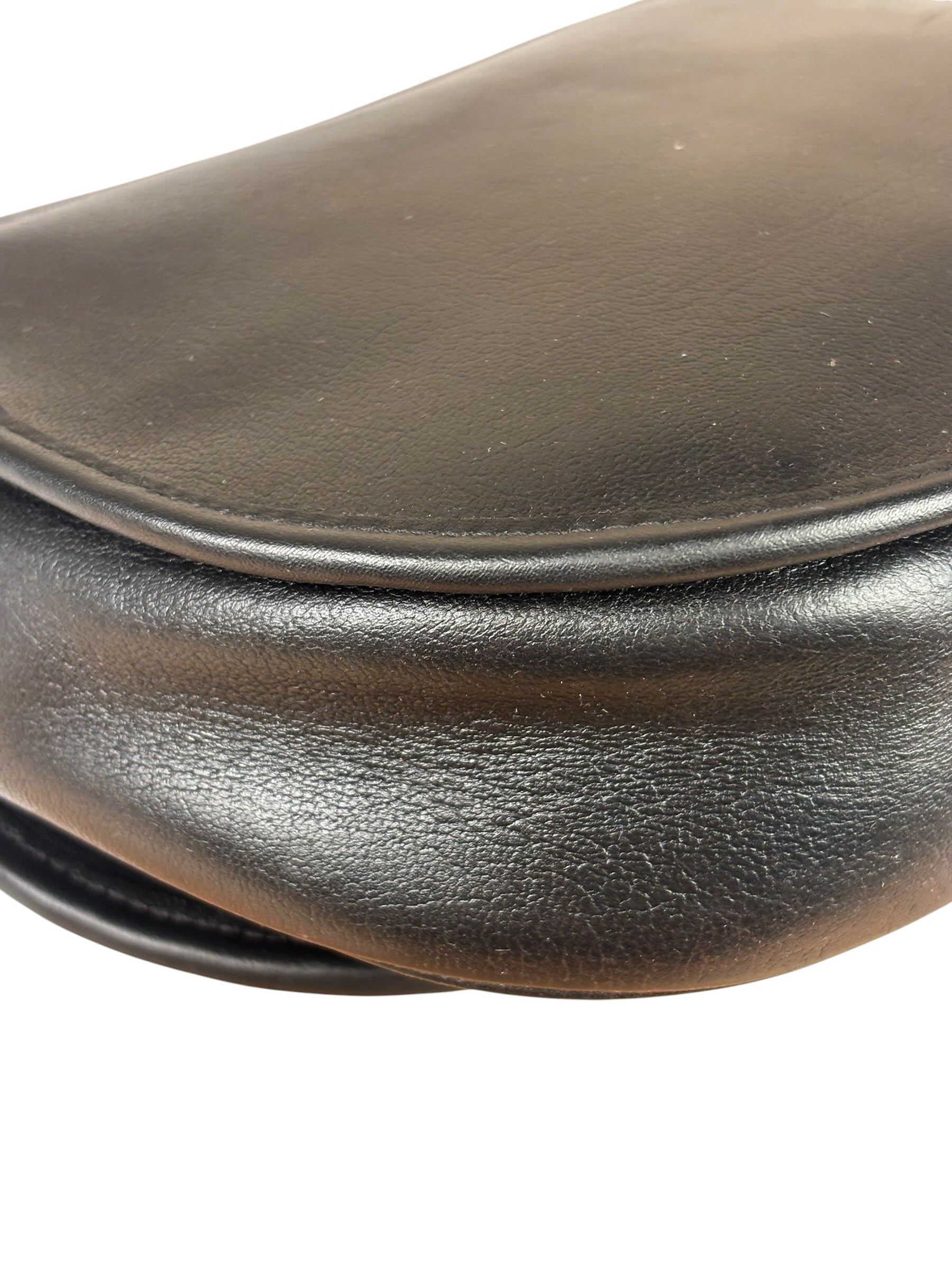Christian Dior Vintage Black Leather Rounded Flap Bag
