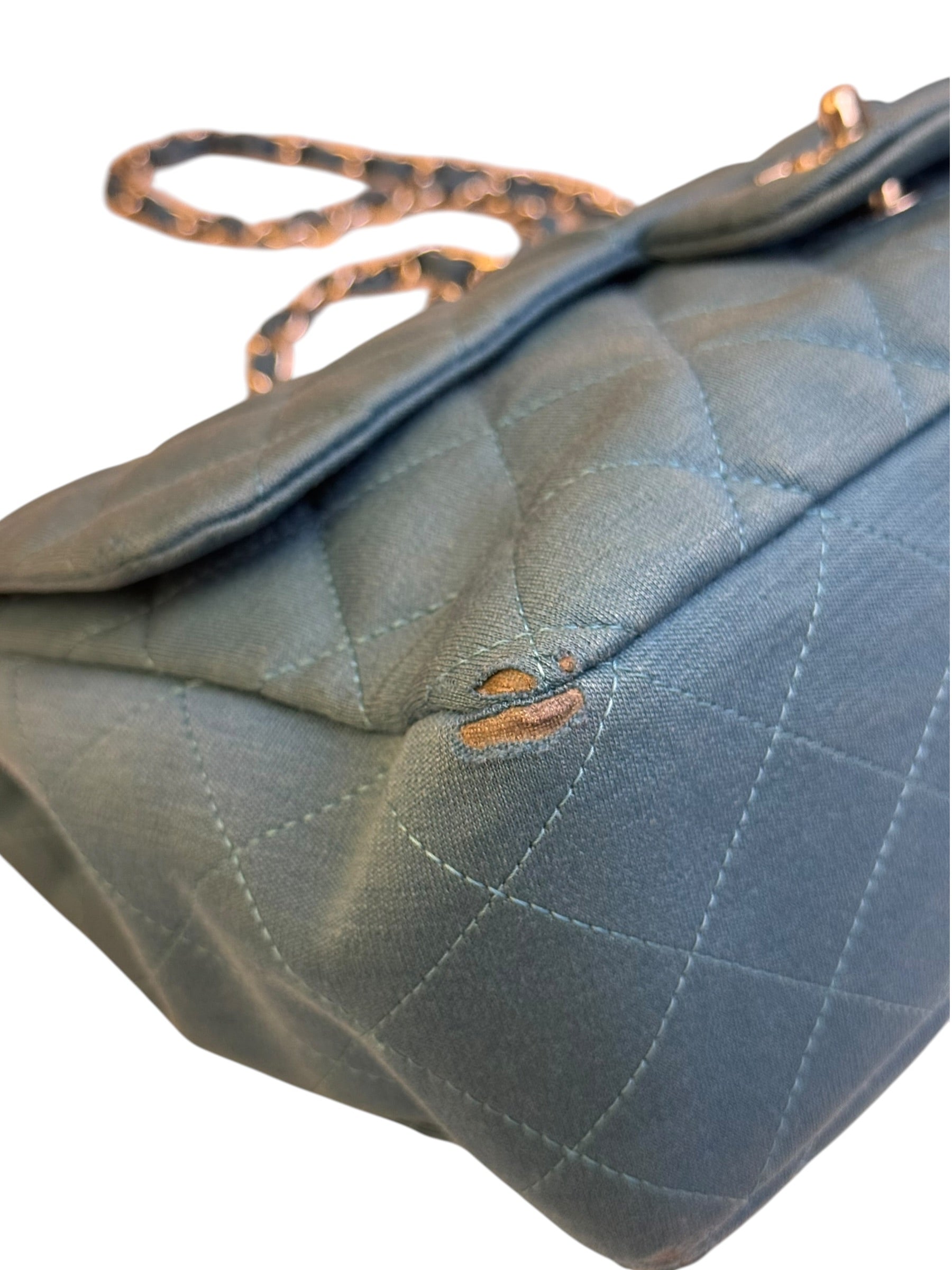 Chanel Teal Blue Jersey Large Flap Bag 2009