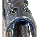 Chanel Perl Glossy Blue Quilted Patent Leather Double Flap Bag 2012