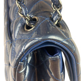 Chanel Perl Glossy Blue Quilted Patent Leather Double Flap Bag 2012
