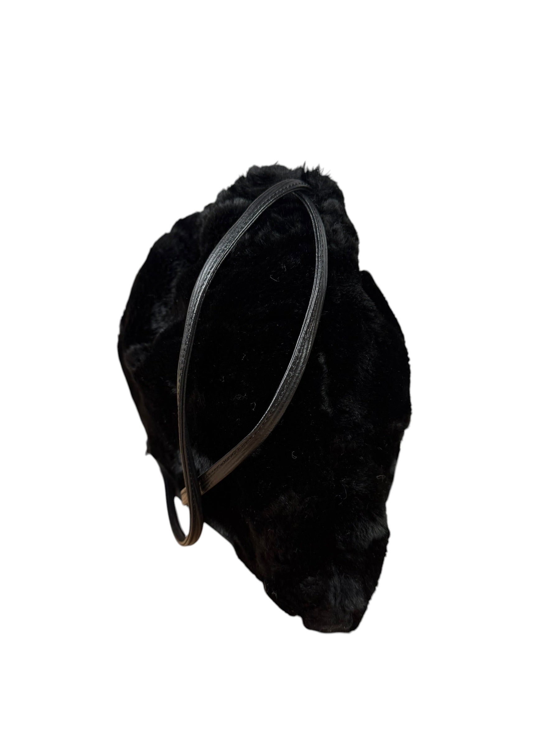 Fendi Black Faux Fur/Leather Trim Pouch