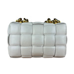 Bottega Veneta White Leather Padded Cassette Chain Bag