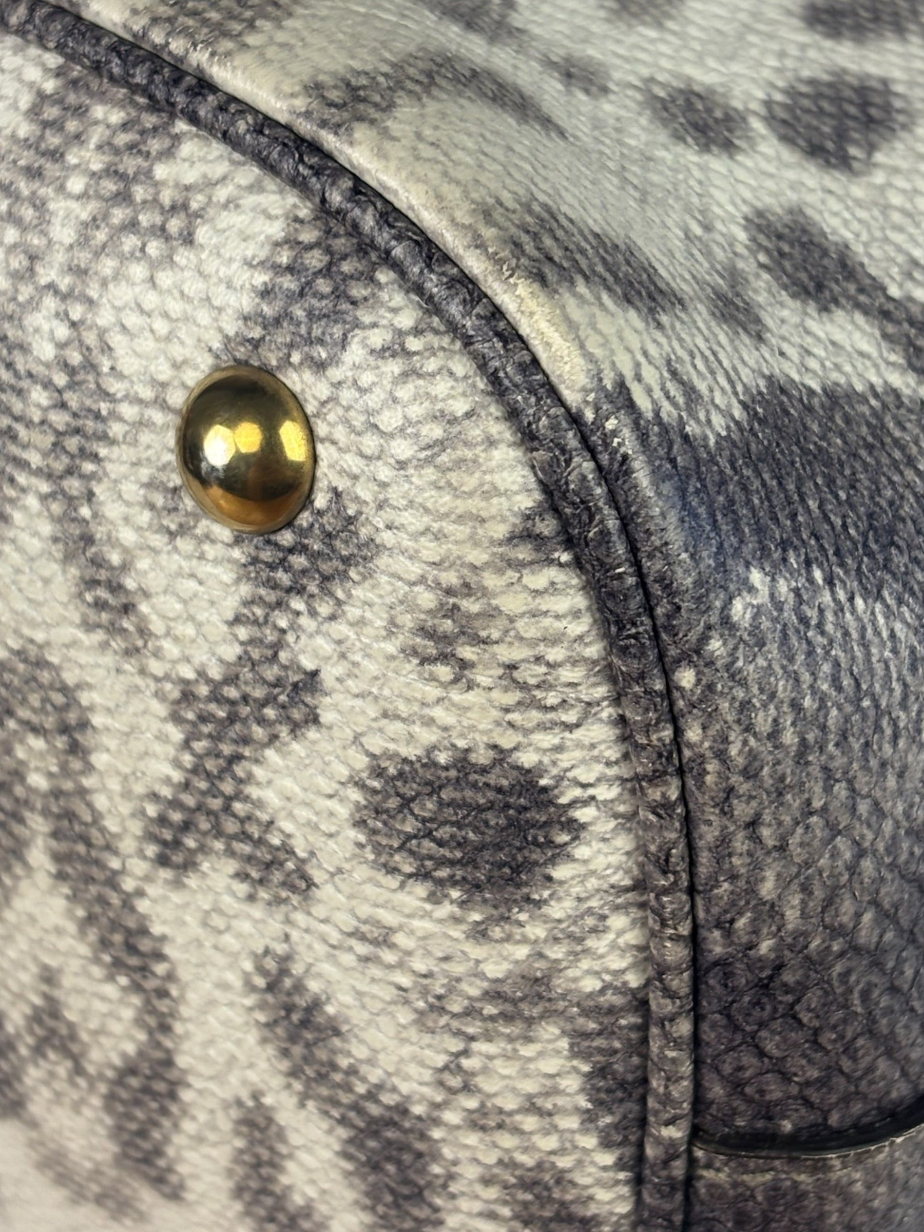 Gucci Cream/Grey Python-Embossed Horsebit Bright Bit Tote