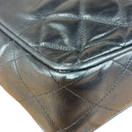 Chanel Vintage Black Leather Quilted Bottom Chain Tote Bag 1987