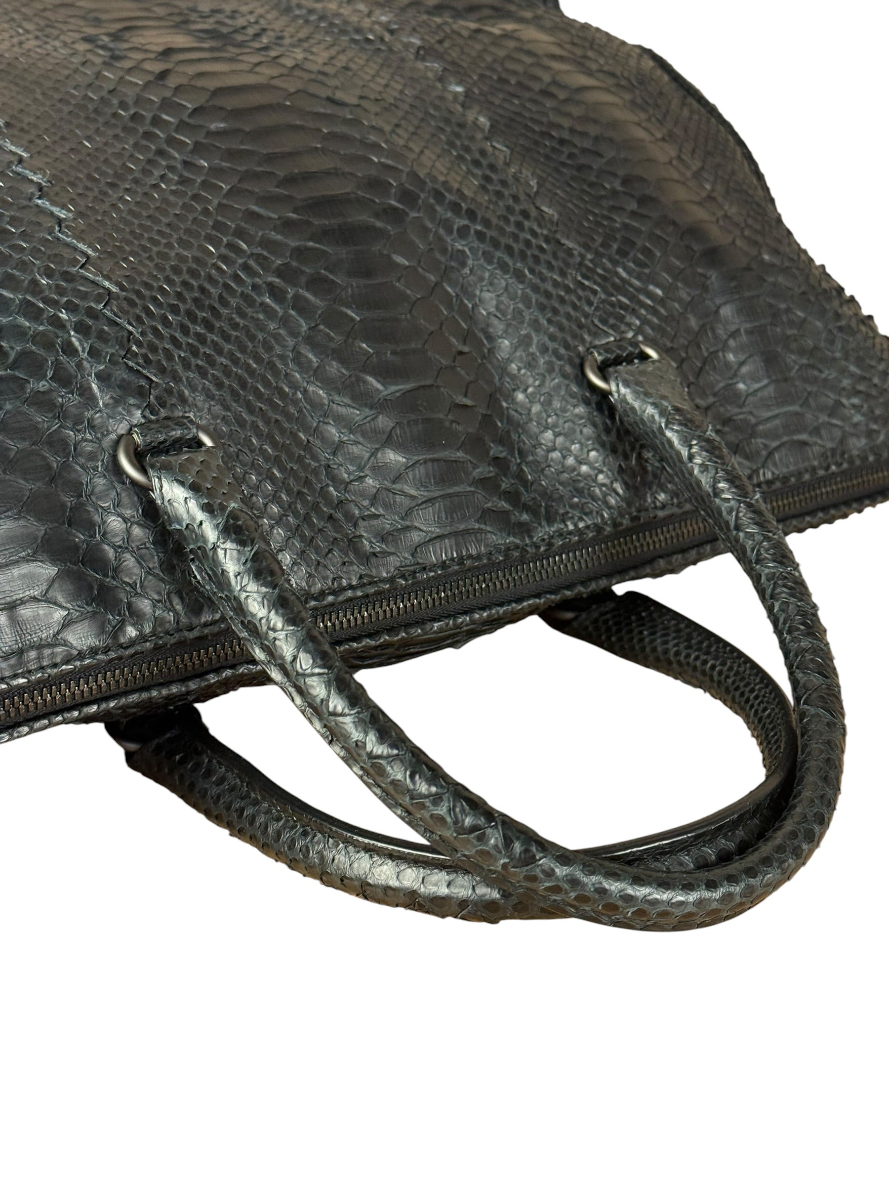 Bottega Veneta Black Snake Leather Brief Case