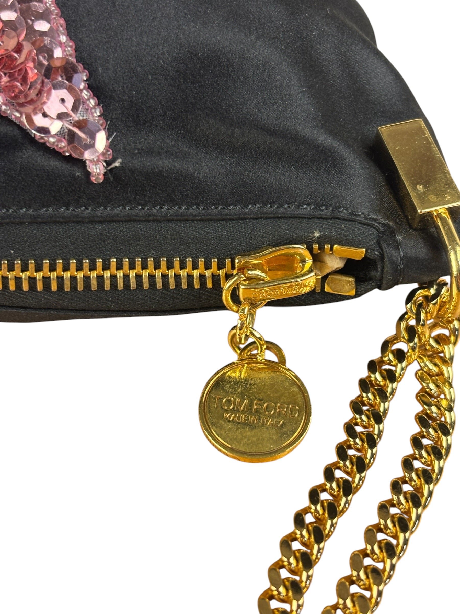 Tom Ford Black Satin Sequin Crossbody Bag