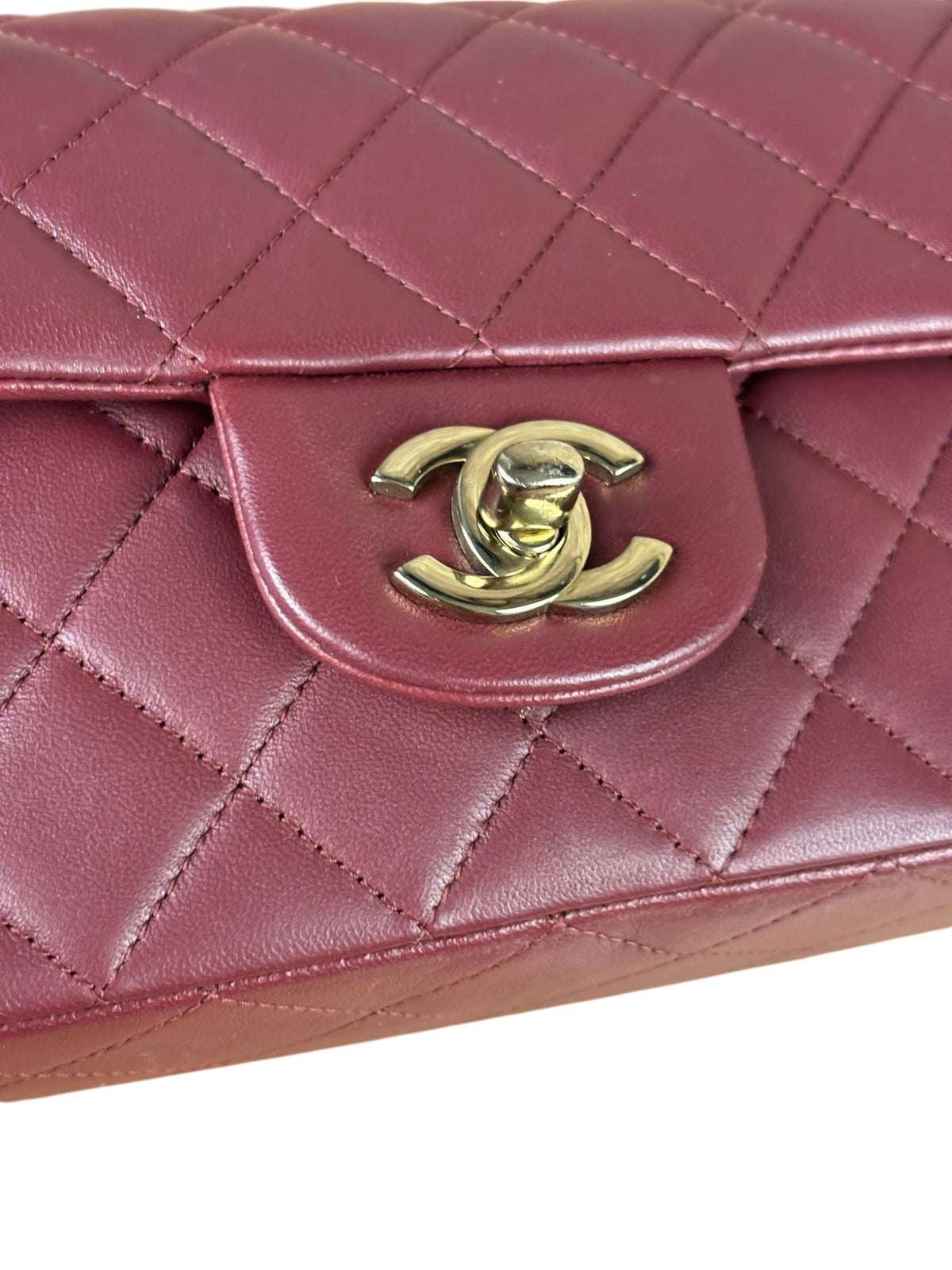 Chanel Burgundy Quilted Lambskin Small Flap Bag 2021