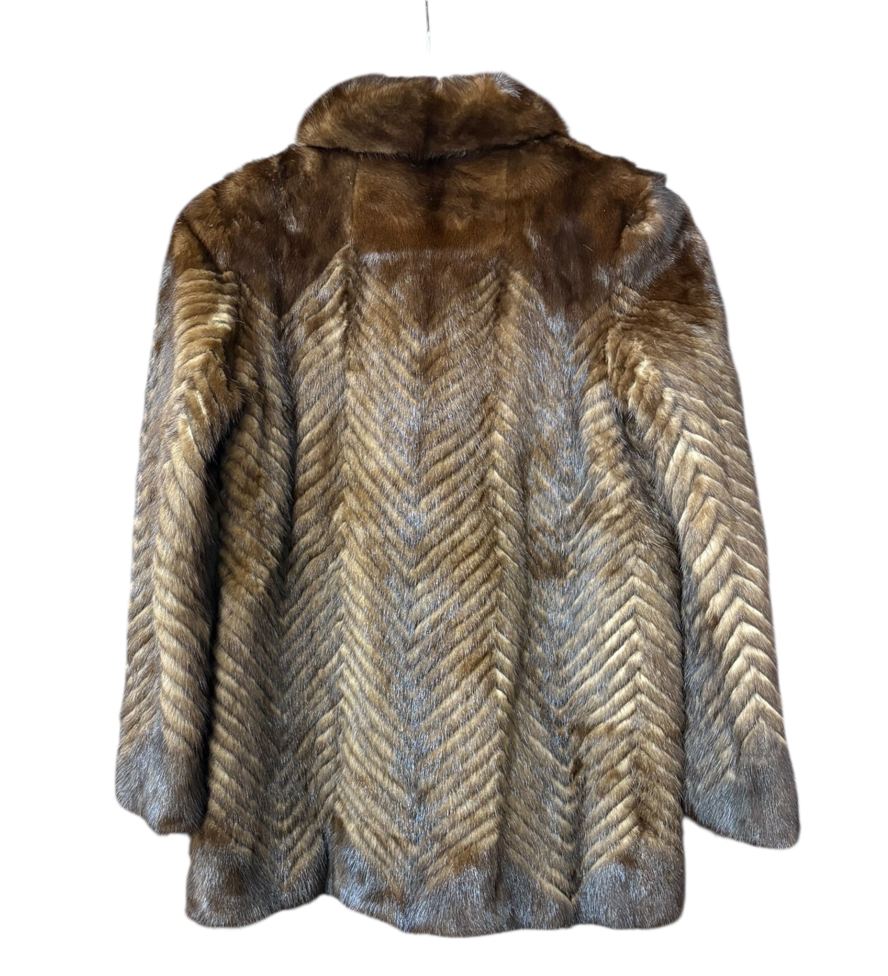 Vintage Brown Chevron Mink Fur Coat