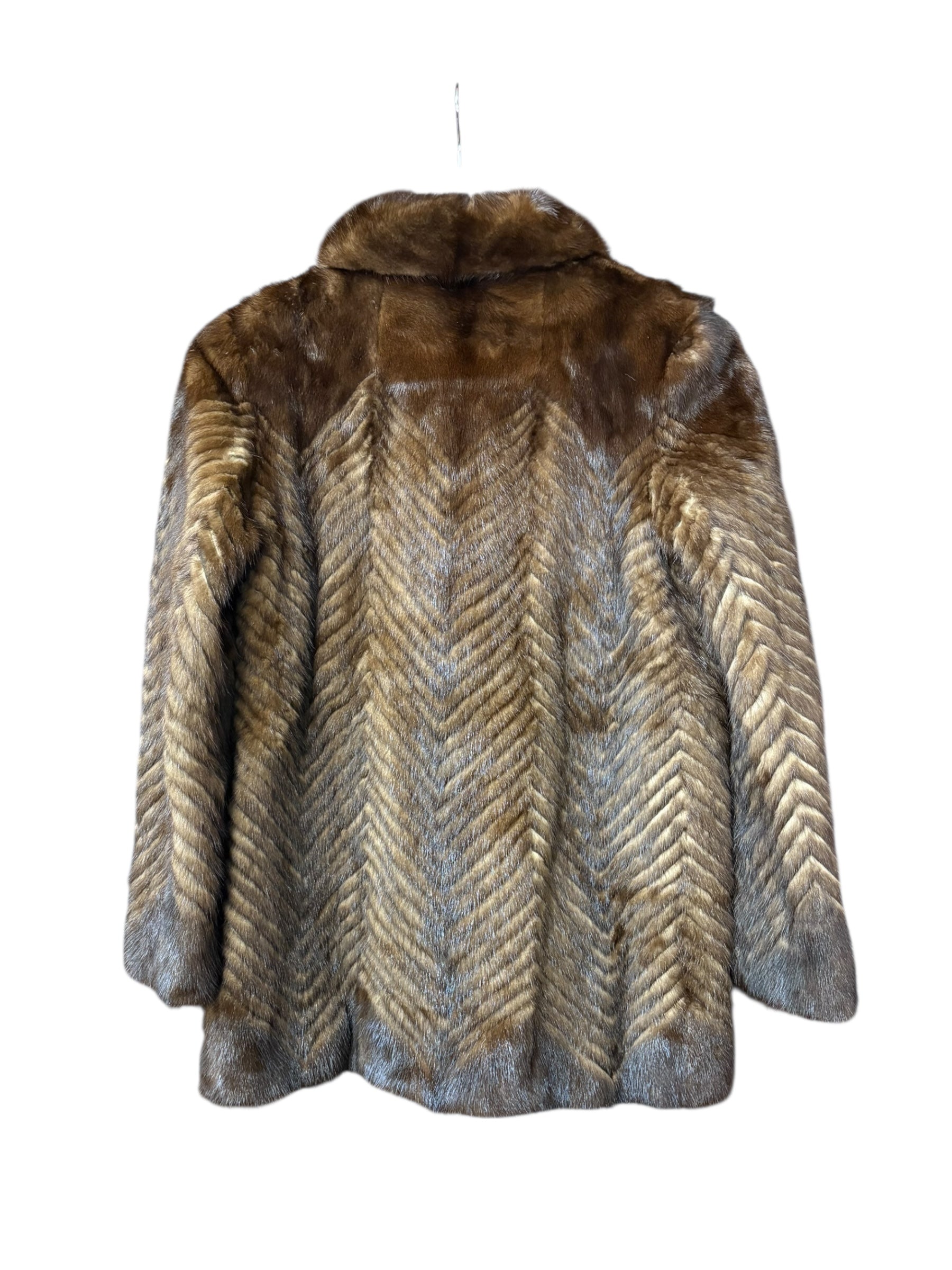 Vintage Brown Chevron Mink Fur Coat
