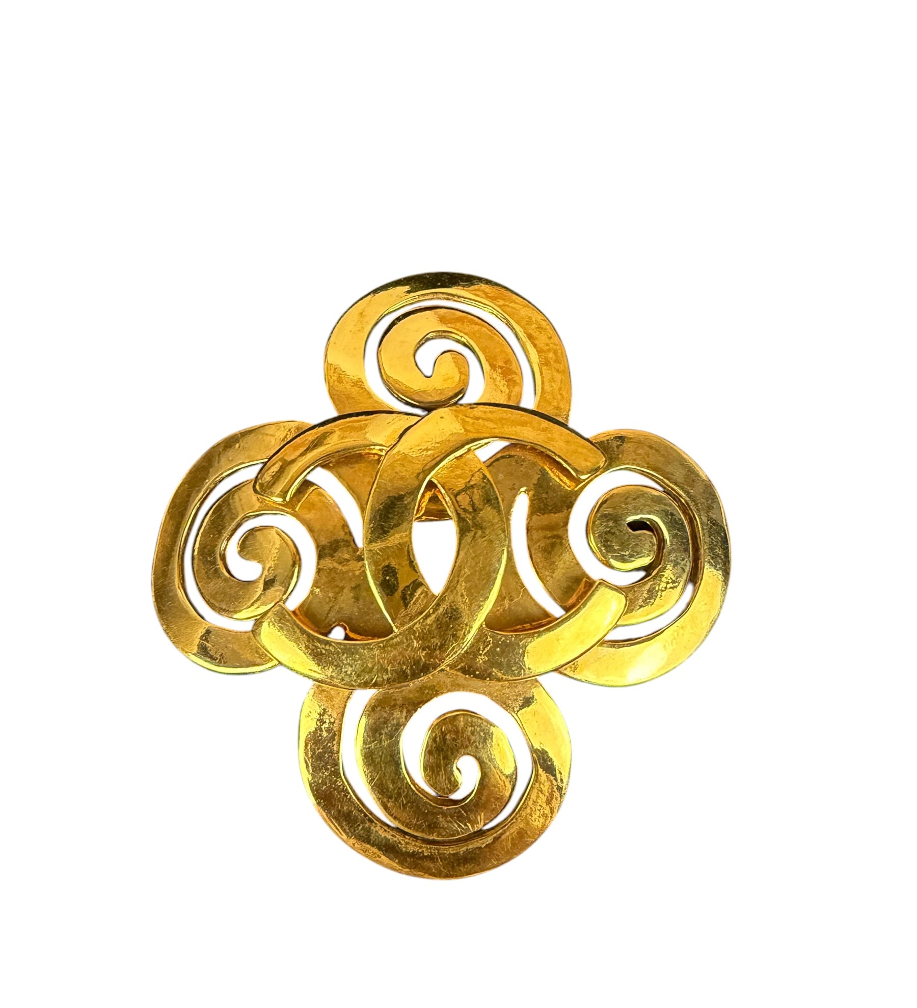 Chanel Vintage Spring Swirl/Sprial Cross Cc Brooch 95P 1995