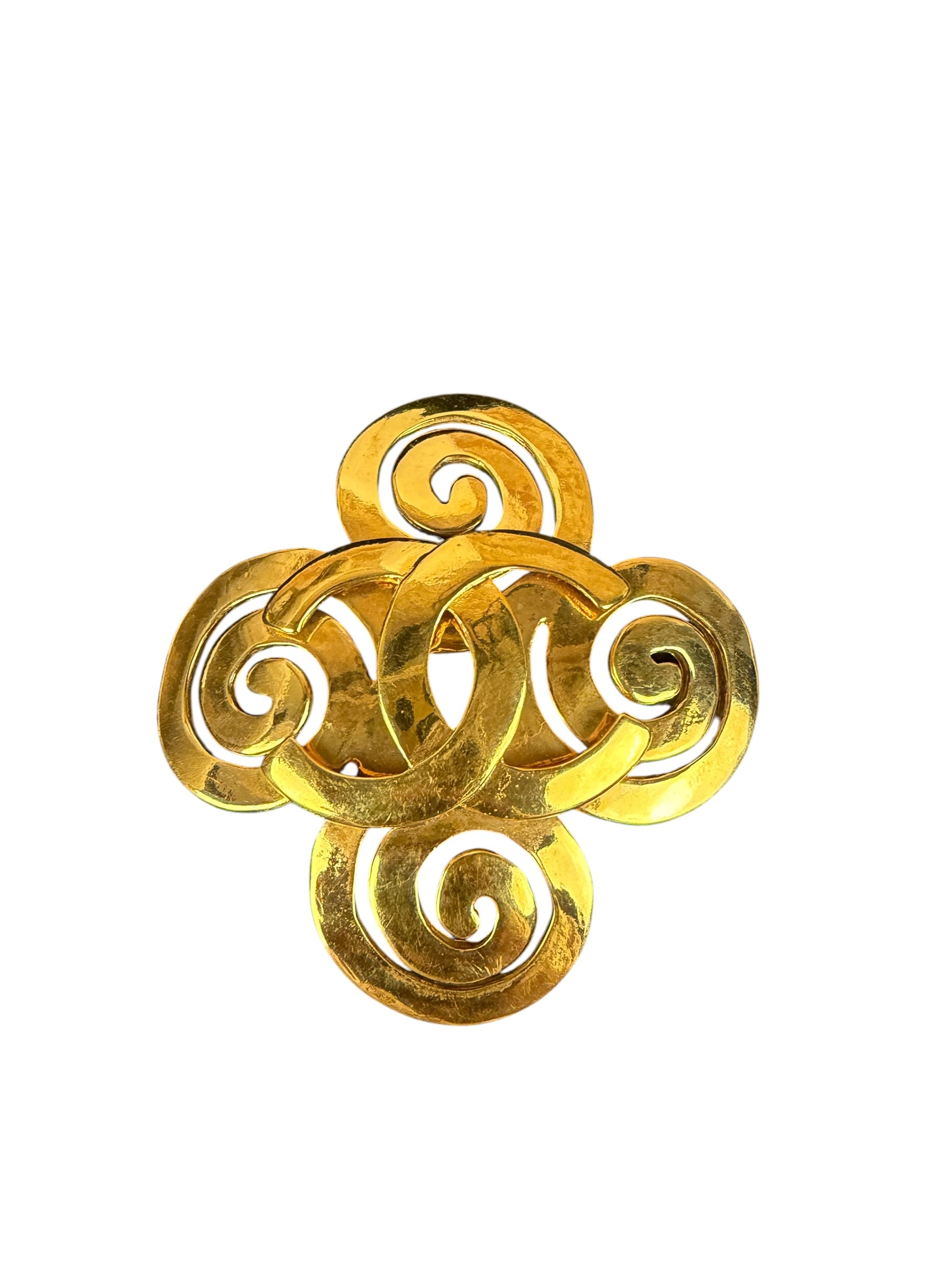 Chanel Vintage Spring Swirl/Sprial Cross Cc Brooch 95P 1995