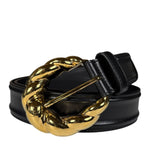 Gucci Black Leather Gold Buckle Belt
