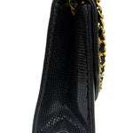 Chanel Black Lizard Leather Envelope Flap Bag 1986