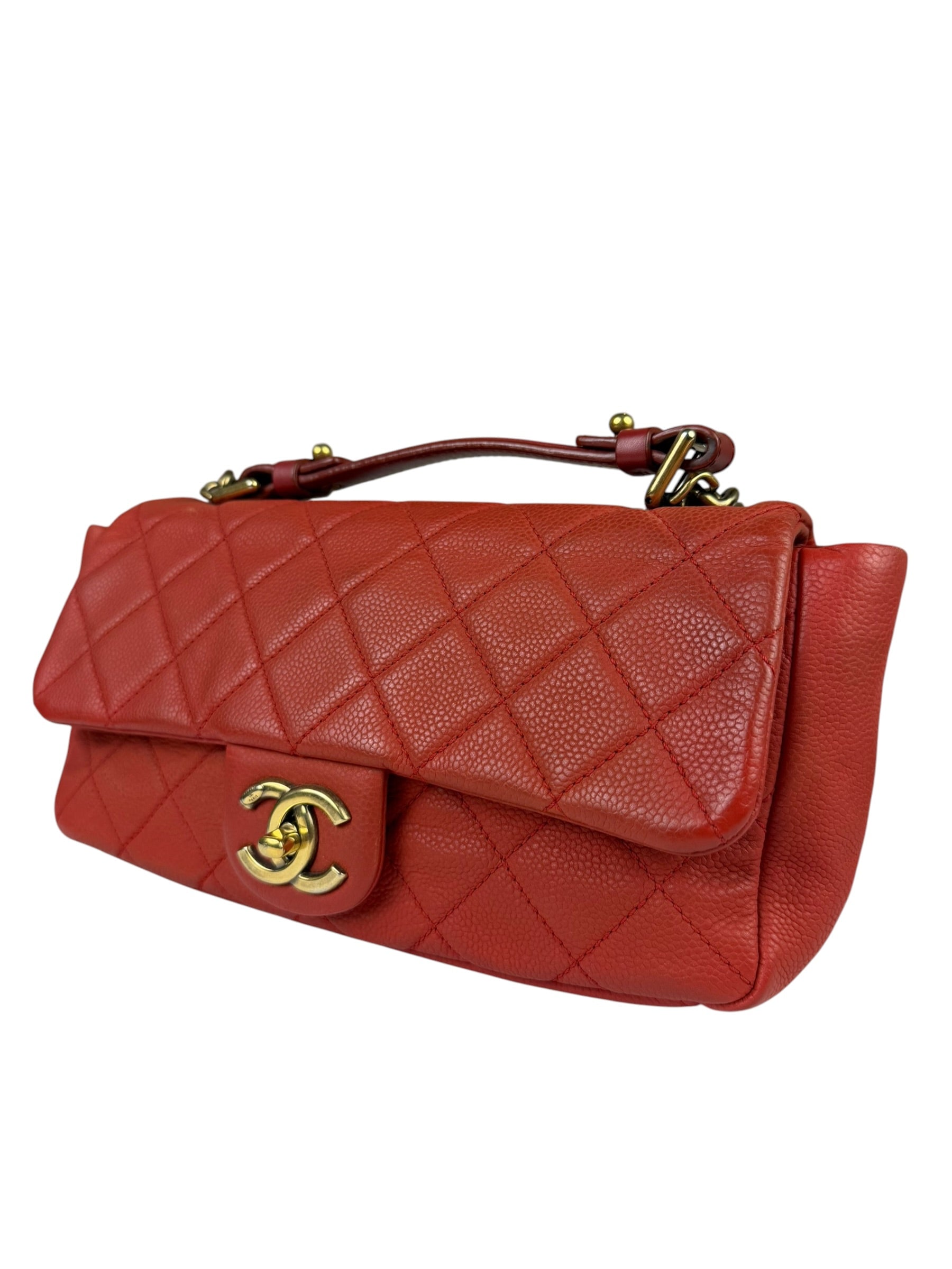 Chanel Red Quilted Caviar Leather Timeless Shoulder Bag 2012