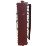Burberry Burgundy Leather Trim House Check Shoulder Bag