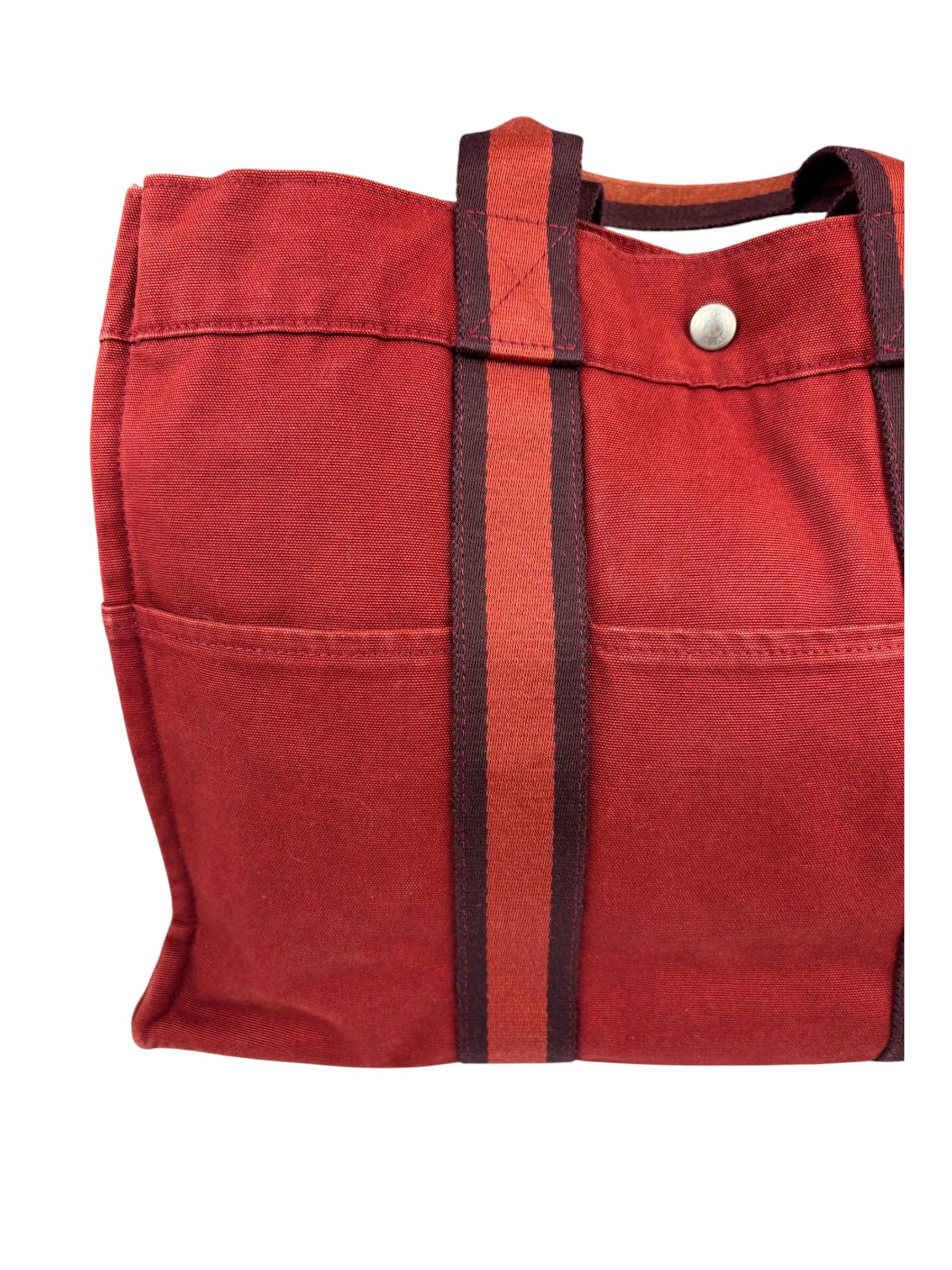 Hermes Vintage Red Denim Fourre-Tout Tote