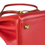 Hermes Kelly 32 Courchevel Rouge Vif Gold Handbag 1997