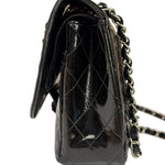 Chanel Black Patent Quilted Leather Double Flap Bag