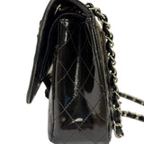 Chanel Black Patent Quilted Leather Double Flap Bag