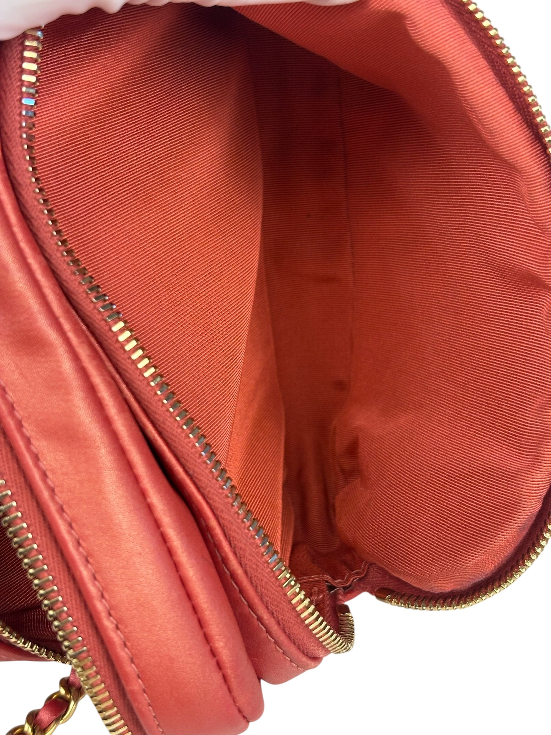 Chanel Pink Satin/Leather Trim Camera Bag 2019