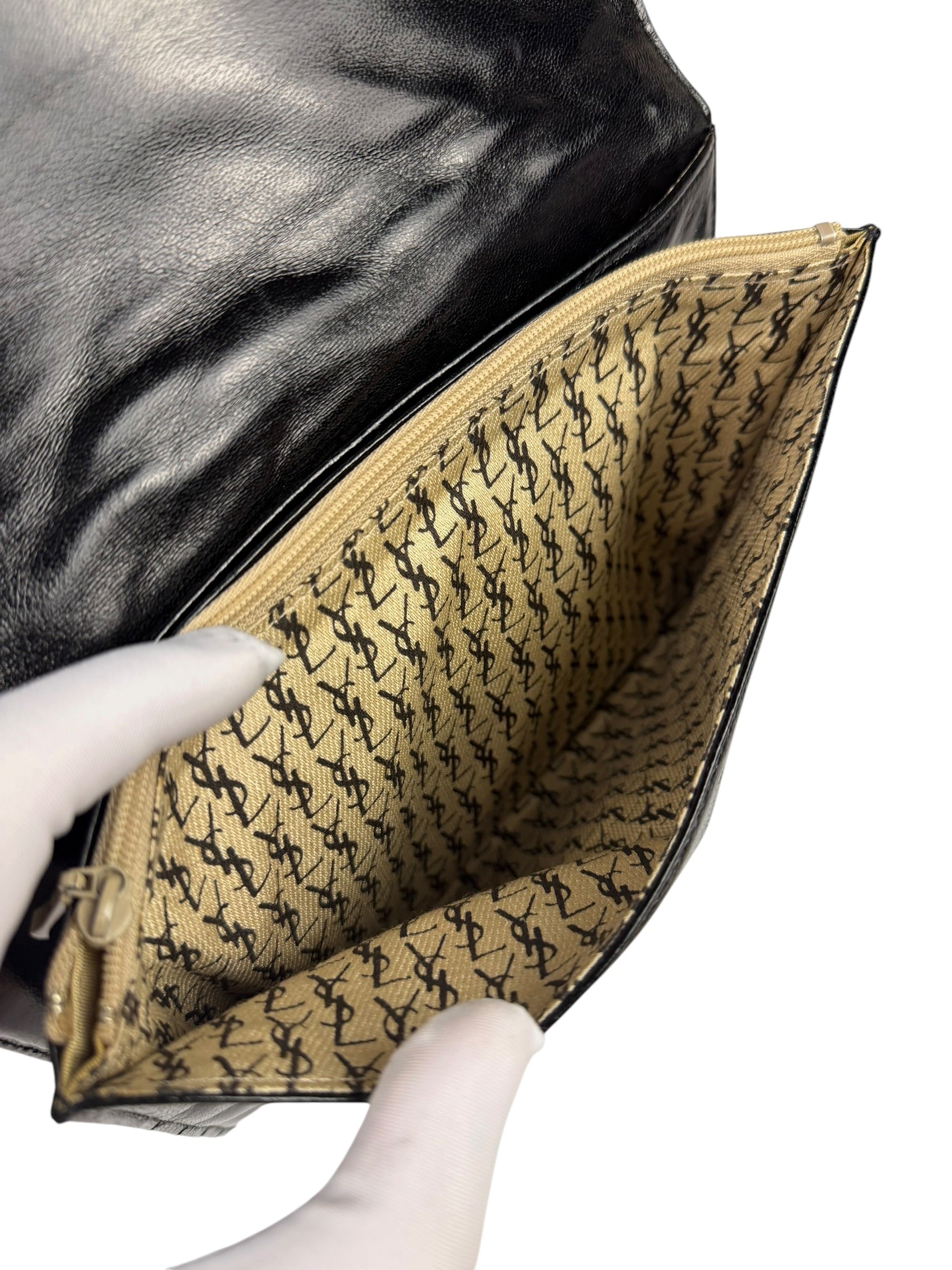 Yves Saint Laurent Black Quilted Leather Clutch