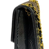 Chanel Black Lizard Leather Envelope Flap Bag 1986