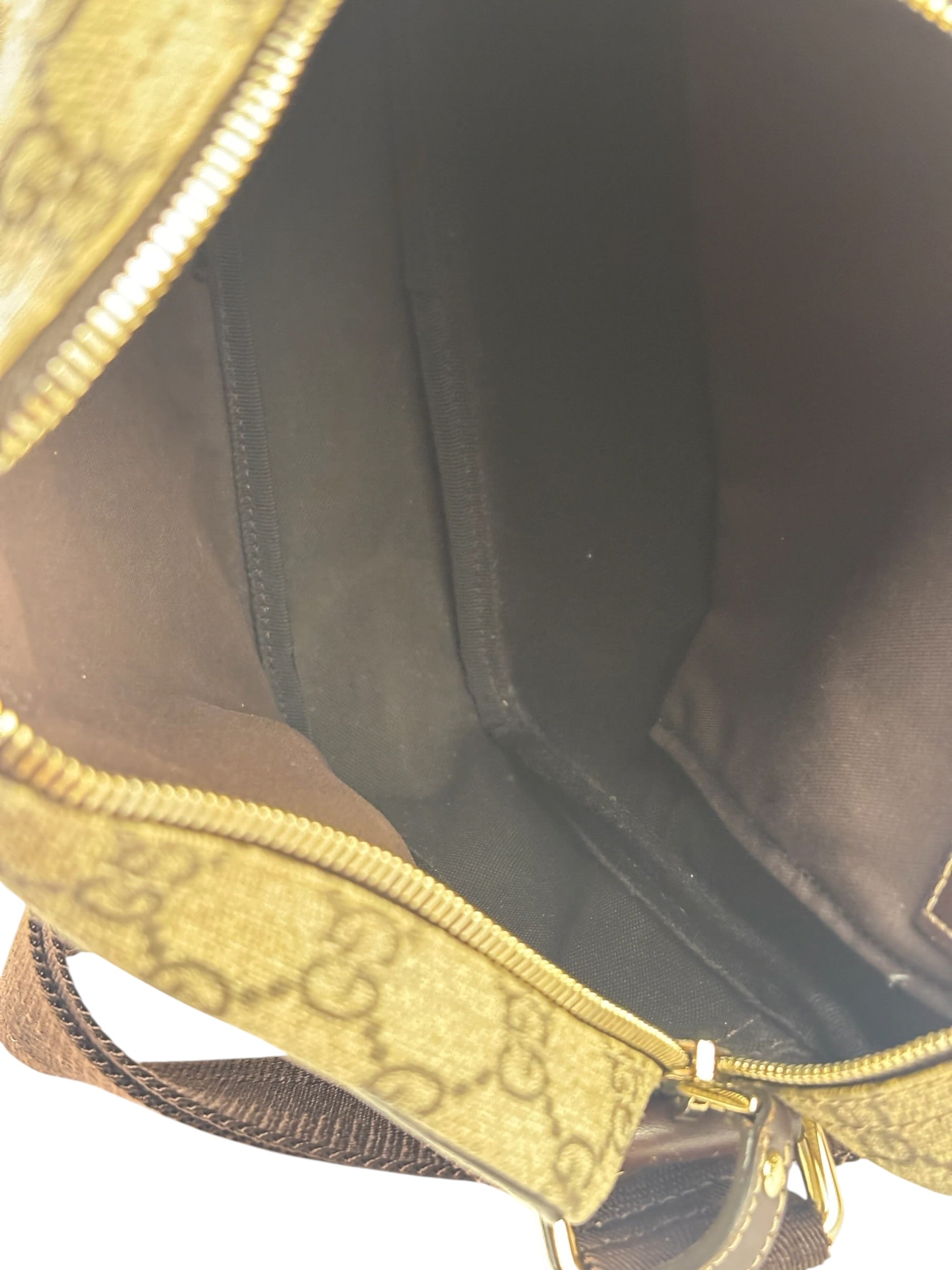 Gucci Brown Leather Trim Supreme Crossbody Bag