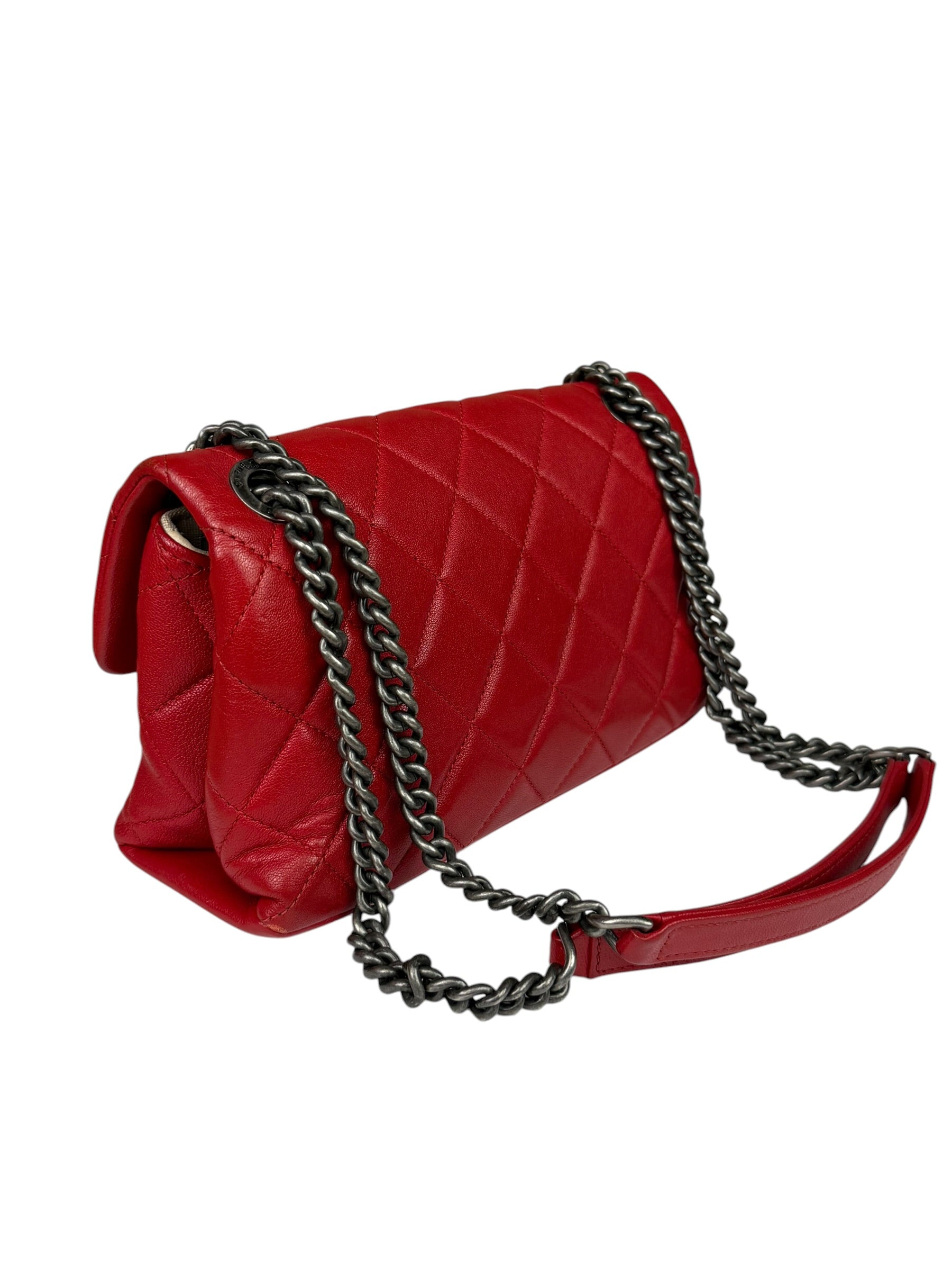 Chanel Striking Red Quilted Rocks Small Flap Bag 2014