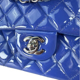 Chanel Shiny Blue Quilted Patent Leather Trim Double Flap Bag 2012