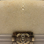 Chanel Beige Leather Boy Stingray Flap Bag 2013