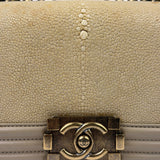 Chanel Beige Leather Boy Stingray Flap Bag 2013