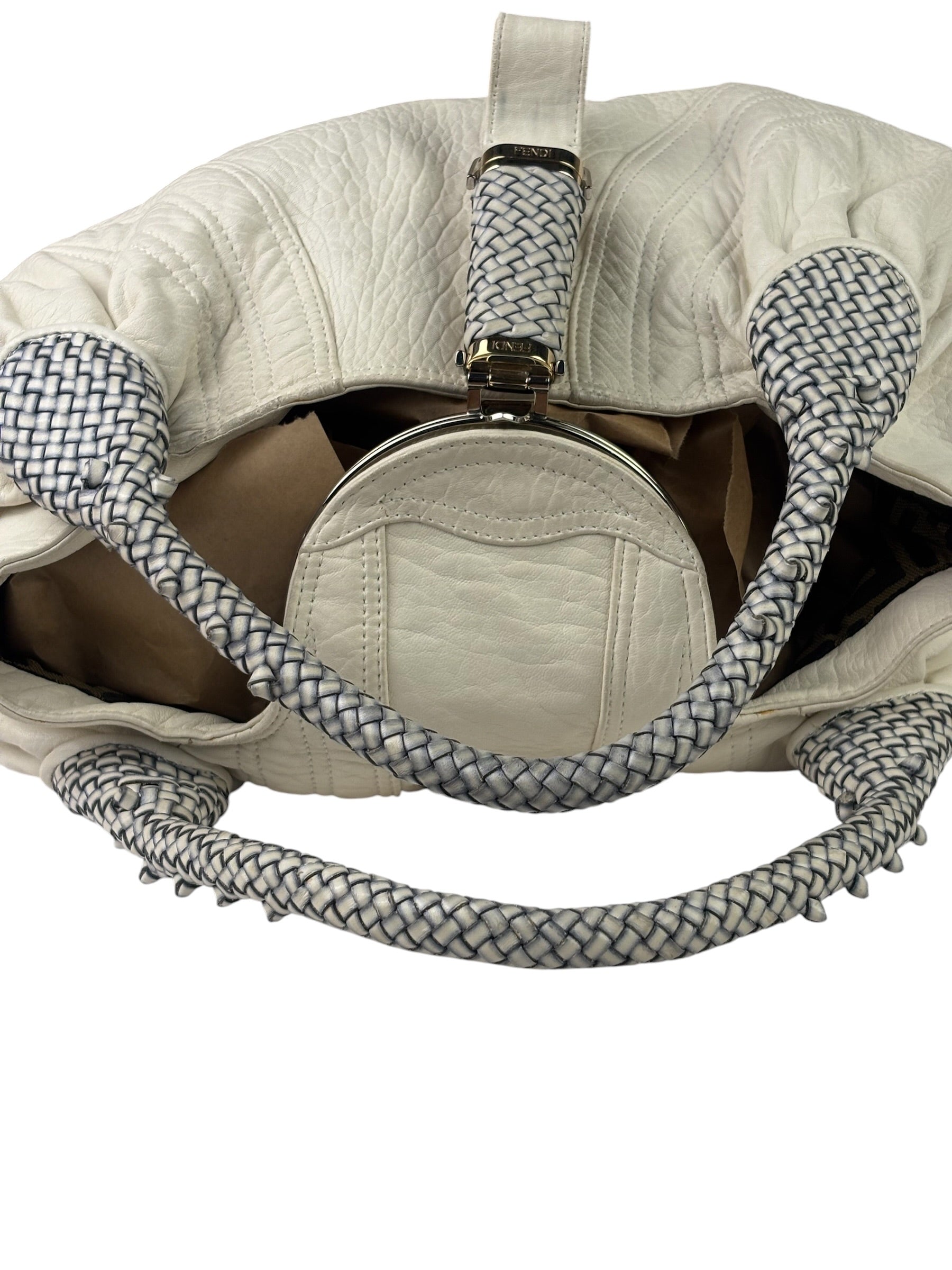 Fendi Vintage White Nappa Leather Spy Shoulder Bag