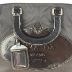 Prada Black Tessuto Nylon Leather Trim Hand Bag