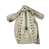 Christian Dior Cream Leather Braided Ethnic Shoulder Bag
