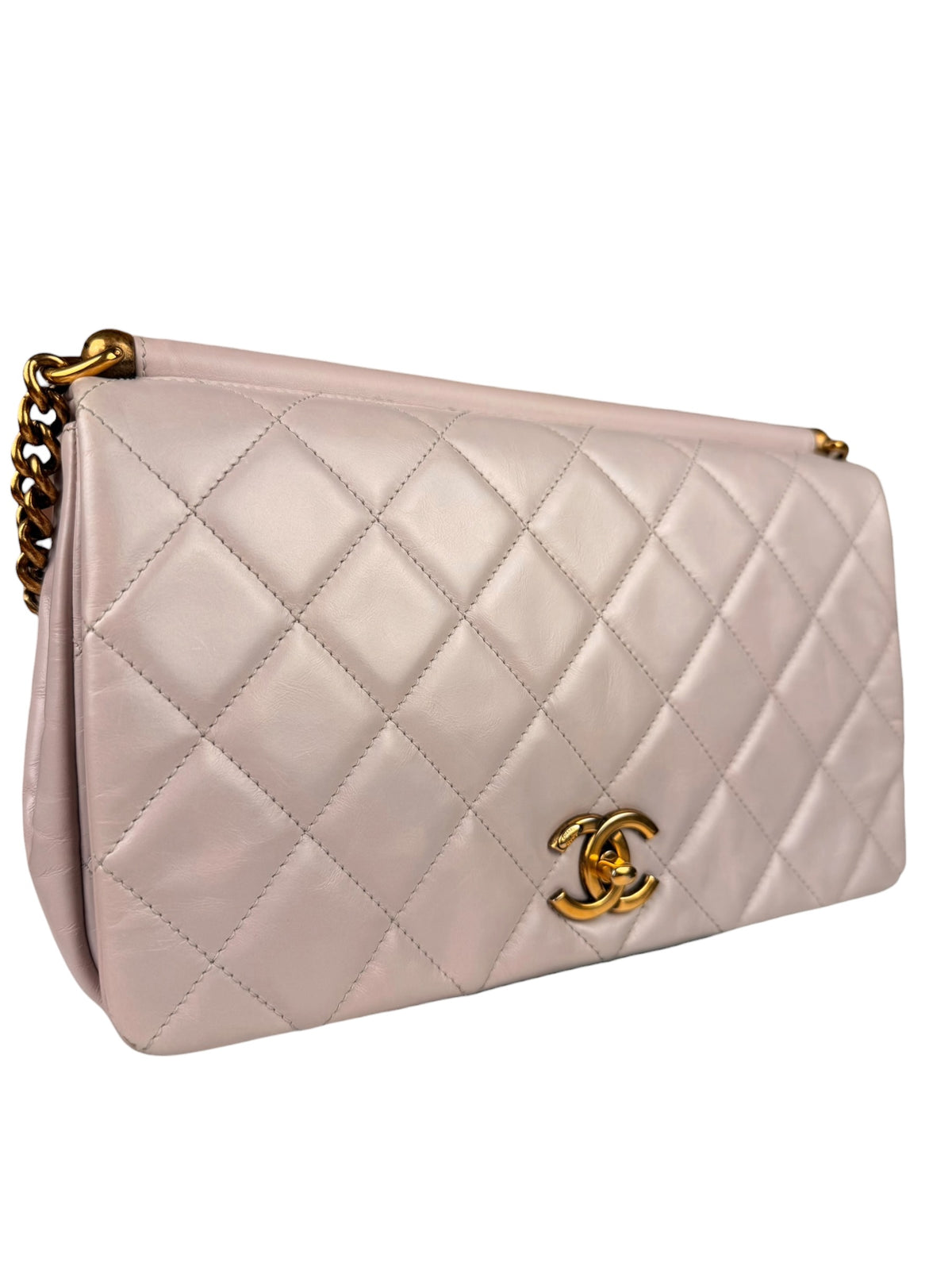 Chanel Light Lilac Calfskin Leather Quilted Flap Chain Bag