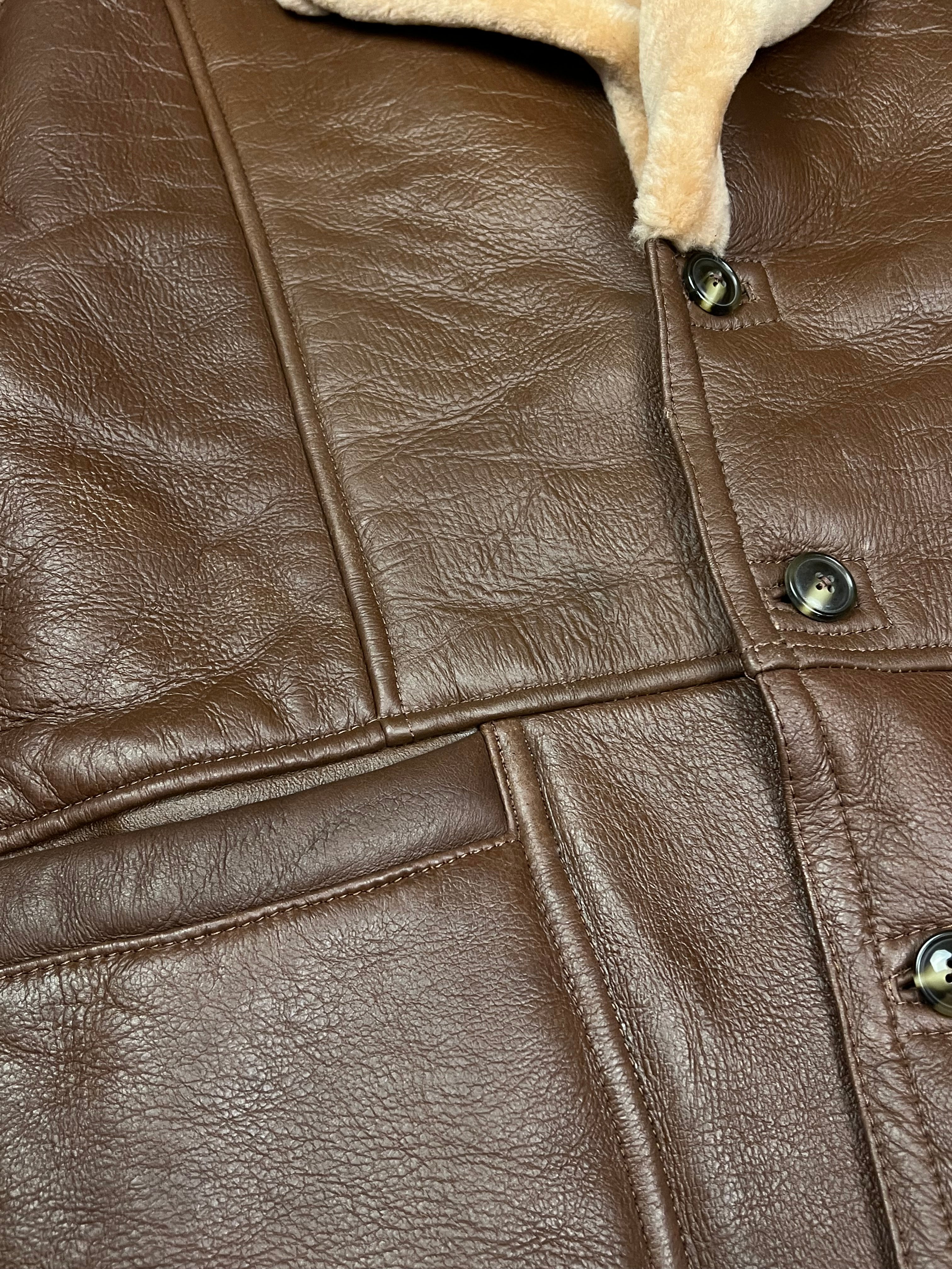 Vintage Leather Fur Lined Long Coat