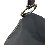 Damaged Prada Vintage Black Tessuto Nylon Leather Trim Saddle Flap Shoulder Bag