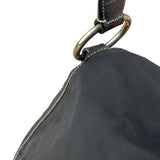 Damaged Prada Vintage Black Tessuto Nylon Leather Trim Saddle Flap Shoulder Bag