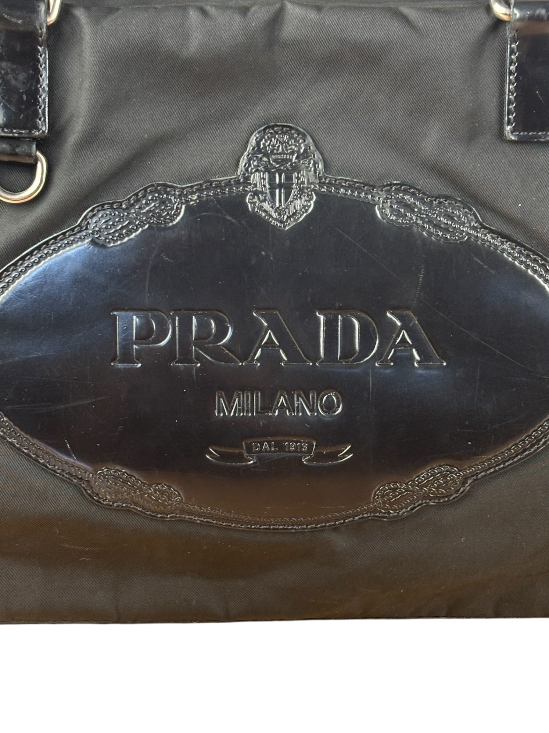 Prada Vintage Black Nylon/Patent Shoulder Bag
