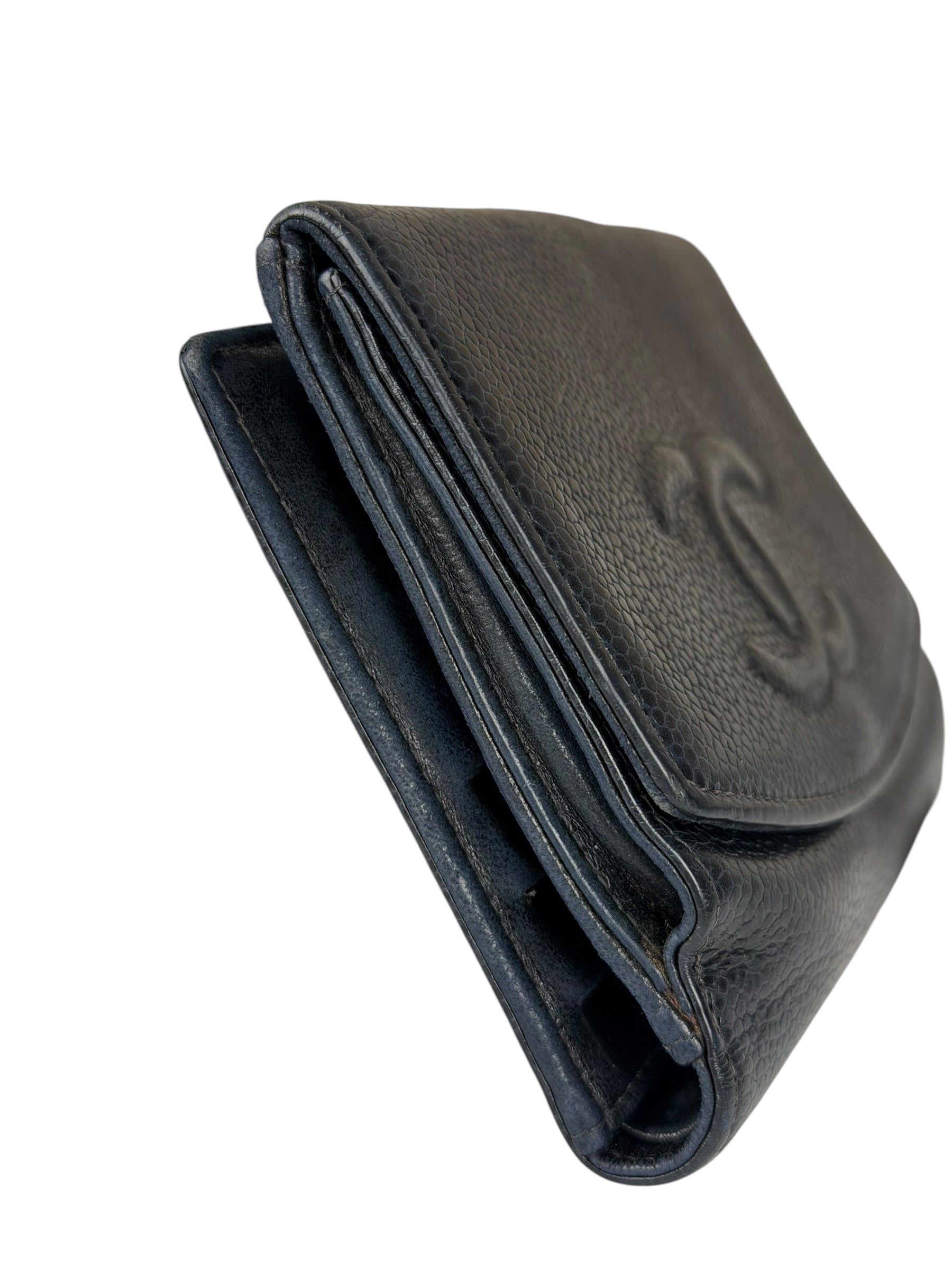 Chanel Navy Blue Leather Caviar Wallet
