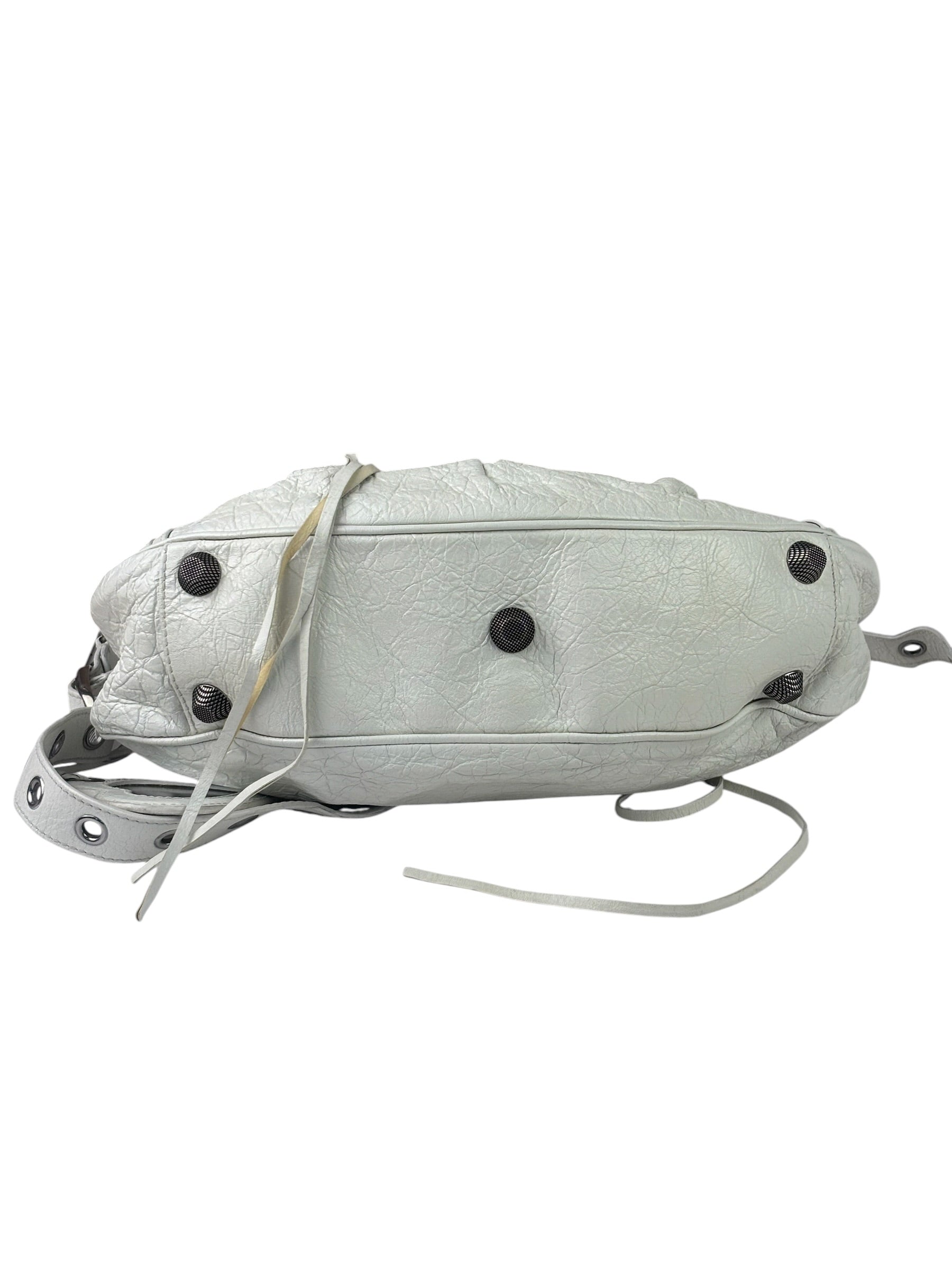 Balenciaga White Lambskin Le Cagole Shoulder Bag