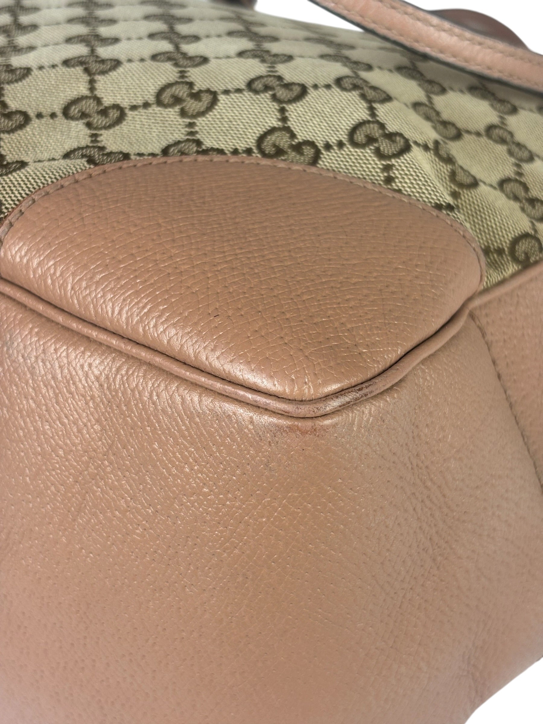Gucci Beige/Pink Leather Trim Bree Shoulder Bag