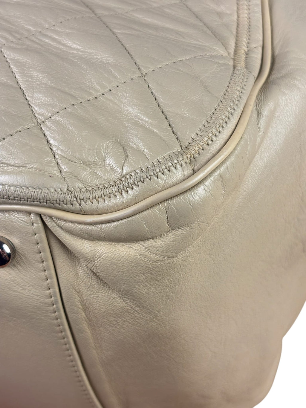 Chanel Beige Quilted Leather East West Accordion Flap Bag 2008