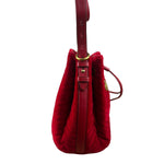 Gucci Red Velvet Leather Trim Marmont Matelasse Bucket Bag