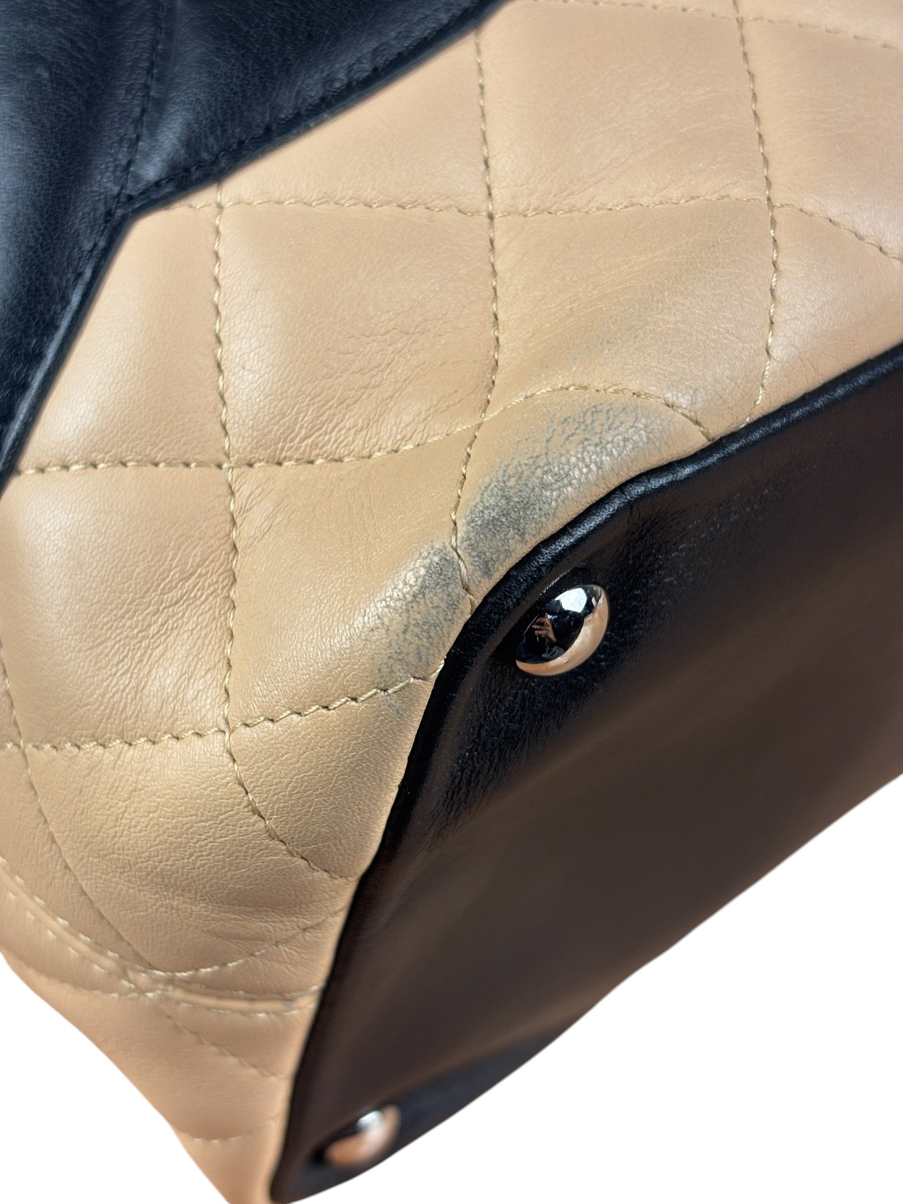 Chanel Tan Quilted Leather Ligne Cambon Tote Bag 2004