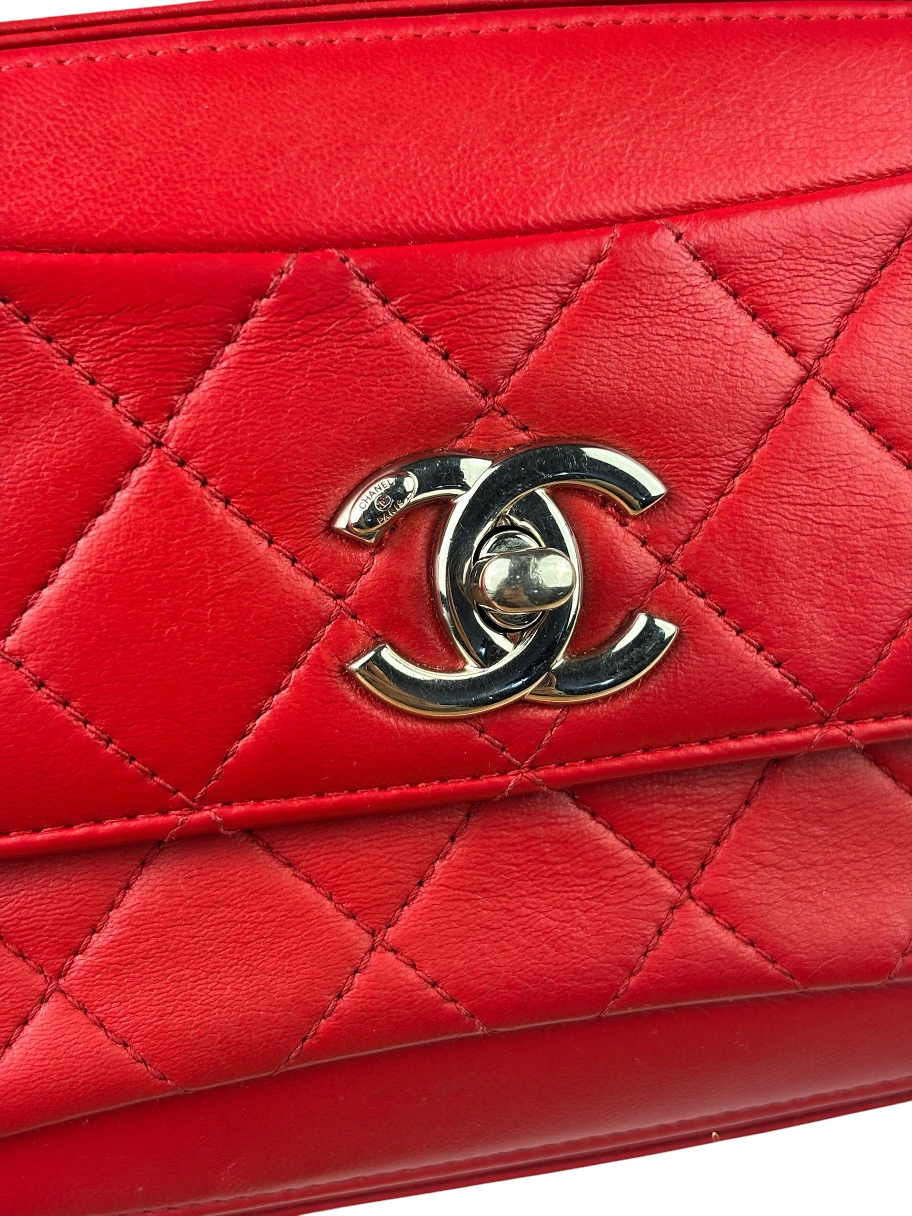 Chanel Red Quilted Leather Shoulder Bag 2016