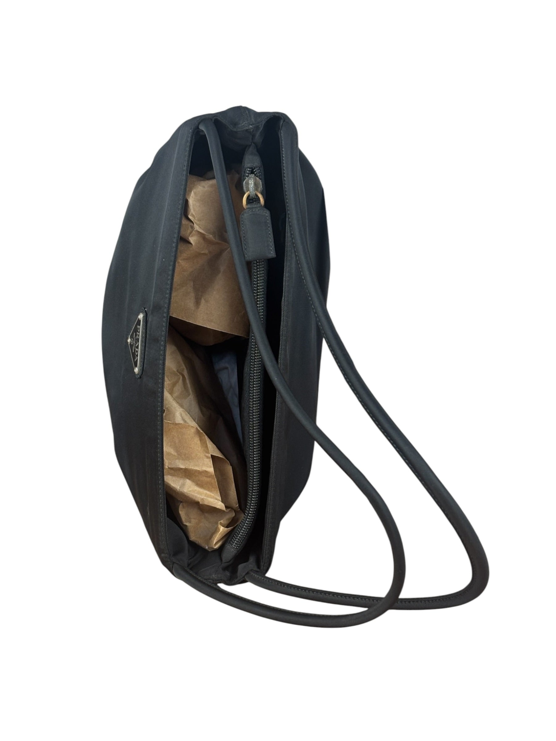 Prada Vintage Black Nylon Shoulder Tote