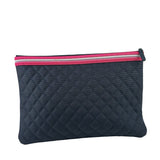 Chanel Navy Quilted Fluo Boy Medium O-Case Clutch